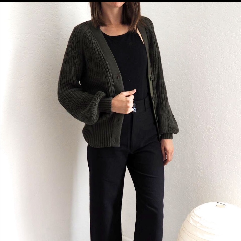 Apiece Apart Olive Green Cardigan